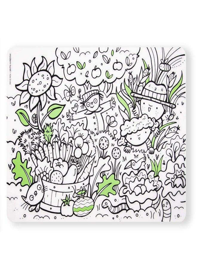 modern-twist 10 x 14 Reusable, Waterproof Coloring Mark-Mat Sheet for Kids, 100% Food-Grade Silicone, Pack of 1, Garden Play - Image 1